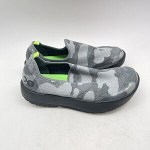 Oofos Oomg Eezee Low Slip On Shoes Womens 8 Gray Camo Comfort Recovery Sneakers